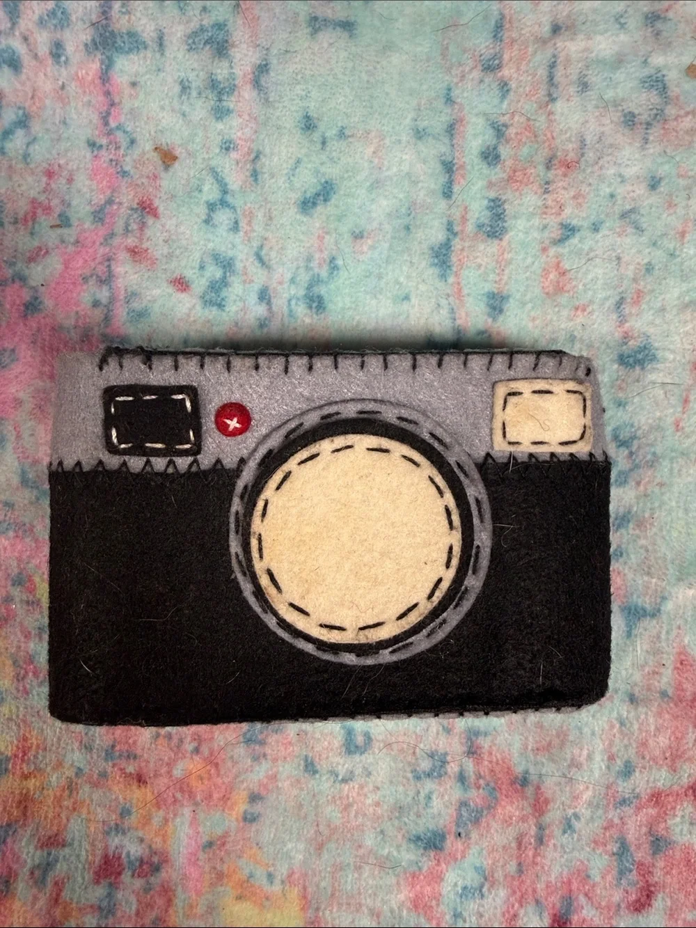 Stylish Camera Felt Phone Case - Black & Gray